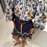 Vestido Golden Nature Azul Marinho Mini com Cinto | FARM RIO