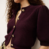 Cardigan Malha Tricotada Bordeaux Garance | ba&sh