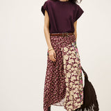Saia Midi Assimétrica Estampada Bordeaux Ilixia | ba&sh