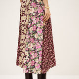 Saia Midi Assimétrica Estampada Bordeaux Ilixia | ba&sh