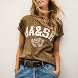 T-shirt Café com Logótipo Branco | ba&sh