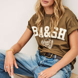 T-shirt Café com Logótipo Branco | ba&sh