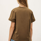T-shirt Café com Logótipo Branco | ba&sh