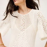 Vestido Midi em Renda Ecru Moody | ba&sh