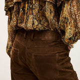 Calça Wide Leg em Camurça Castanha Mossi | ba&sh