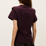 T-shirt em Algodão Bordeaux com Ombroreiras Pio | ba&sh