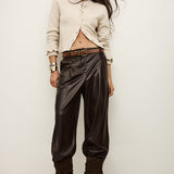 Calças Castanhas em Couro Sintético Rami | ba&sh