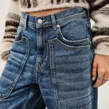 Jeans Straight Fit em Azul Denim Zoel | ba&sh