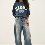 Sweatshirt Benjamin Azul com Logótipo | BA&SH