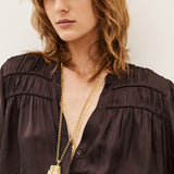 Camisa Cessia Berinjela com Folhos | BA&SH