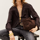 Camisa Cessia Berinjela com Folhos | BA&SH