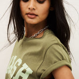 T-shirt Ioni Kaki com Print Universitário | BA&SH