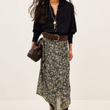 Saia Klap Kaki Midi Floral | BA&SH