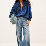 Blusa Tonia Azul Bordada | BA&SH
