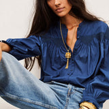 Blusa Tonia Azul Bordada | BA&SH