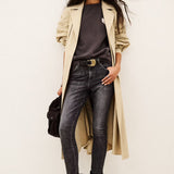 Trench Coat Bege Comprido com Folhos | BA&SH
