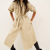 Trench Coat Bege Comprido com Folhos | BA&SH