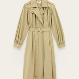 Trench Coat Bege Comprido com Folhos | BA&SH