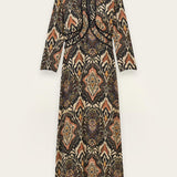 Vestido Zonoa Preto Midaxi Estampado | BA&SH