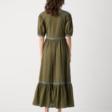 Vestido midi Scotch & Soda verde com bordados