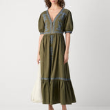 Vestido midi Scotch & Soda verde com bordados
