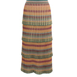 Saia Natália Verde Midi em Tricot Listrado | CECILIA PRADO