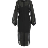 Vestido Camiseiro em Musselina Preto | LIU JO