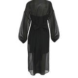 Vestido Camiseiro em Musselina Preto | LIU JO