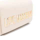 Mala de ombro ecru com logo metálico | Love Moschino