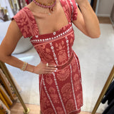Vestido Midi Estampado Bordô | Violeta Store