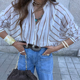 Blusa Lola às Riscas em Algodão | Semicouture