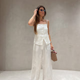 Top TWINSET em cetim branco com textura