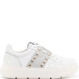 Love Moschino white and gray sneakers with metal studs