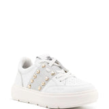 Love Moschino white and gray sneakers with metal studs