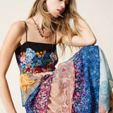 Vestido comprido estampado com folhos TWINSET