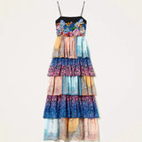 Vestido comprido estampado com folhos TWINSET