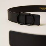 Cinto preto de pele TWINSET com logotipo da mesma cor