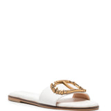 White leather Twinset sandal with flowery logo
