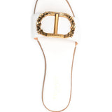 White leather Twinset sandal with flowery logo