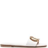 White leather Twinset sandal with flowery logo