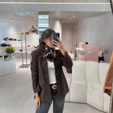 Blazer em Camurça Castanho Flora | Semicouture