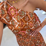 Conjunto Blusa e Saia Boho Arabesco Terracota | Violeta Store