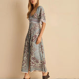 Vestido Midi Kátia Azul em Tricot Arabesco | CECILIA PRADO