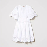 Vestido curto com bordado inglês TWINSET