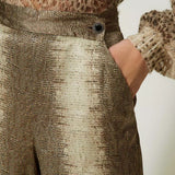 Calça de cetim de perna larga com estampa TWINSET