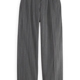 Calças Wide‑Leg Cintura Alta Cinzento com Efeito Riscas | Scotch & Soda
