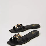 Black Twinset low sandal with interlacing