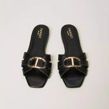 Black Twinset low sandal with interlacing