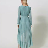 Green Twinset long party dress with asymmetrical pleat