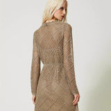 Vestido curto Twinset dourado em malha lurex
